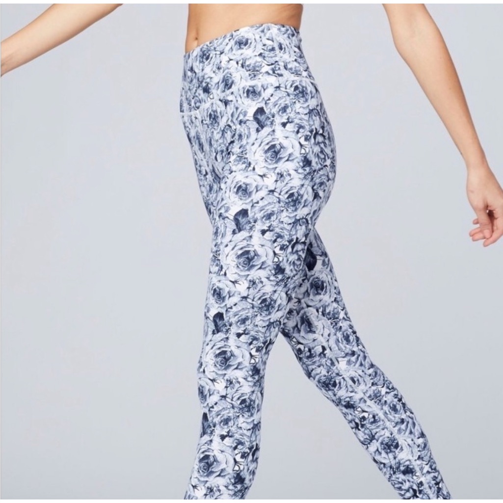 Nwot Varley Duncan Floral Leggings Navy Blue Size Small
